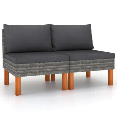 Hivvago Feno 2pc Outdoor Modular Loveseat Sofa, Dark Gray Fabric, Poly Rattan