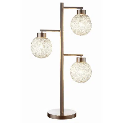 Hivvago Fern 31 Inch Table Lamp With 3 Orb Shades, Metal, Sand Chrome Finish In Brown