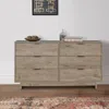 Hivvago Fervor 59 Inch Dresser, 6 Drawers, Brown Wood Frame, Brushed Nickel Handles In Neutral