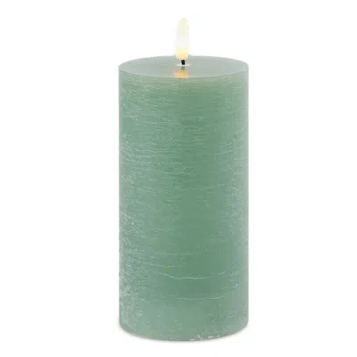 Hivvago Fia Wick Green Pillar Candle (set Of 2)