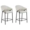 Hivvago Fil 27 Inch Counter Height Stools, Set Of 2, Padded Curved Back, Beige Linen In White