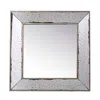 Hivvago Filo 18 Inch Square Wall Accent Mirror, Raised Tray Edges, Mirrored Frame