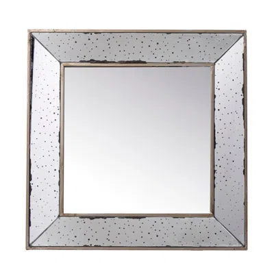 Hivvago Filo 18 Inch Square Wall Accent Mirror, Raised Tray Edges, Mirrored Frame