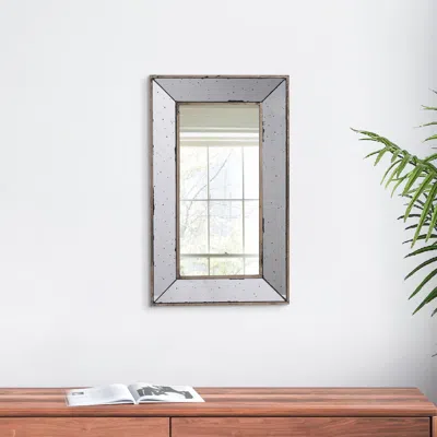 Hivvago Filo 24 Inch Wall Mirror, Raised Tray Edges, Mirrored Rectangular Frame In Gray