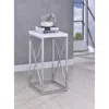 Hivvago Fine Looking Metal Accent Table, White And Silver In Metallic