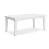 Hivvago Fini 44 Inch Outdoor Coffee Table, Slatted Top, Modern Style, White Finish In White