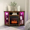 Hivvago Fireplace Corner Tv Stand With Led Lights And Smart App Control For 50 Inches Tv-rustic Brown