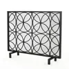 Hivvago Fireplace Screen, Overlapping Circles W Mesh, 41x31 Matte Black Frame In Black
