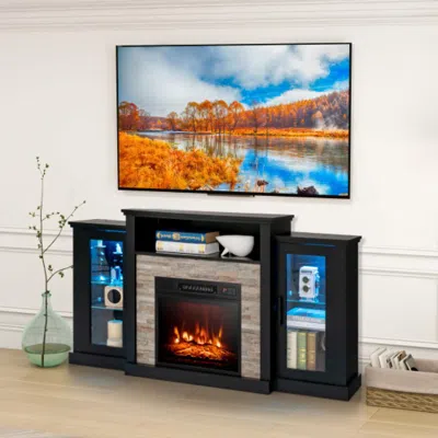 Hivvago Fireplaceâ Tv Stand With 16-color Led Lights For Tvs Up To 65 Inch-black