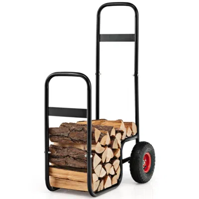 Hivvago Firewood Log Cart Carrier With Wear-resistant And Shockproof Rubber Wheels In Black