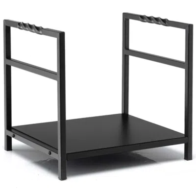 Hivvago Firewood Log Rack With Unique Handle And Raised Feet-black