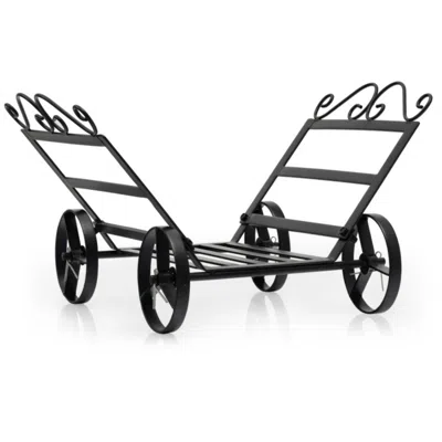 Hivvago Firewood Rack Decorative Rustproof Steel Fireplace Log Holder With Wheels In Burgundy