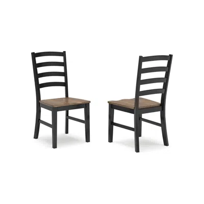 Hivvago Fleur Dining Side Chair Set Of 2, Black Ladderback, Brown Solid Wood