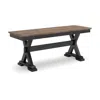 Hivvago Fleur Large Dining Room Bench, 48 Inch Brown Seat, Black Wood Frame In Black