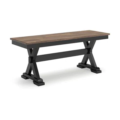 Hivvago Fleur Large Dining Room Bench, 48 Inch Brown Seat, Black Wood Frame