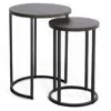 Hivvago Flint 2 Piece Nesting Table Set, Dark Brown Mahogany, Black Metal Base