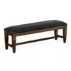 Hivvago Flint Bench, Dark Gray Faux Leather, Dark Brown Mahogany, 56 Inch