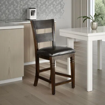 Hivvago Flint Counter Stool Chair, Ladderback, Black, Dark Brown Mahogany Wood