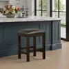 Hivvago Flint Counter Stool, Faux Leather Seat, 24 Inch High, Dark Brown Wood In Brown