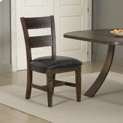 Hivvago Flint Dining Chair, Ladderback, Dark Gray Fabric And Brown Mahogany In Blue