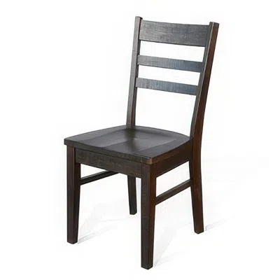 Hivvago Flint Dining Chair Set Of 2, Ladderback Design, Dark Brown Mahogany