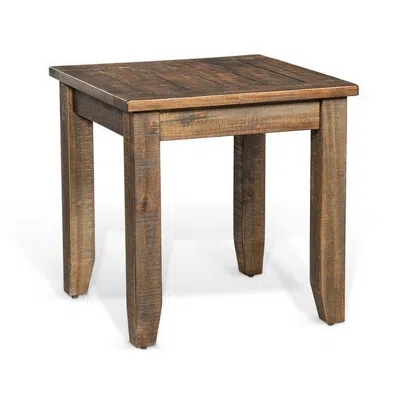 Hivvago Flint Side End Table, Dark Brown Mahogany Wood Frame, 22 Inch Square