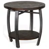 Hivvago Flint Side End Table W Shelf, Barrel Shape, 24 Inch Dark Brown Round In Gray