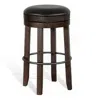 Hivvago Flint Swivel Barstool Set Of 2, Black Faux Leather, Dark Brown Wood