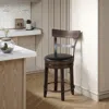 Hivvago Flint Swivel Barstool Chair Set Of 2, Black Faux Leather, Dark Brown In Brown