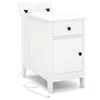 Hivvago Flip Top End Table With Charging Station Usb Ports Outlets And Drawer