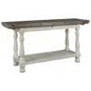 Hivvago Flip Top Wooden Sofa Table With Open Bottom Shelf, Brown And Antique White In Gray