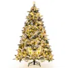 Hivvago Flocked Christmas Tree With 250 Warm White Led Lights And 752 Mixed Branch Tips-7 Ft