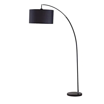 Hivvago Floor Lamp With Curved Metal Frame And Drum Shade, Black