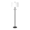 Hivvago Floor Lamp With Drum Shade And Pull Chain, White And Black