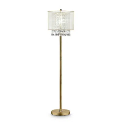 Hivvago Floor Lamp With Hanging Crystal Accents, White And Gold