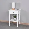 Hivvago Floor Standing Mini Storage Table With Drawer For Room And Bathroom - White