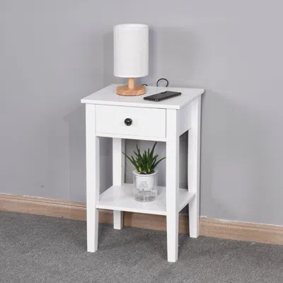 Hivvago Floor Standing Mini Storage Table With Drawer For Room And Bathroom - White