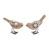 Hivvago Floral Bird Figurine (set Of 2) In Brown