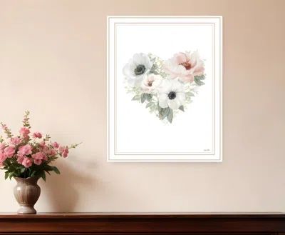 Hivvago Floral Heart White Framed Print Wall Art