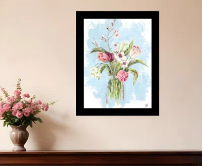 Hivvago Flourish Black Framed Print Wall Art In Blue