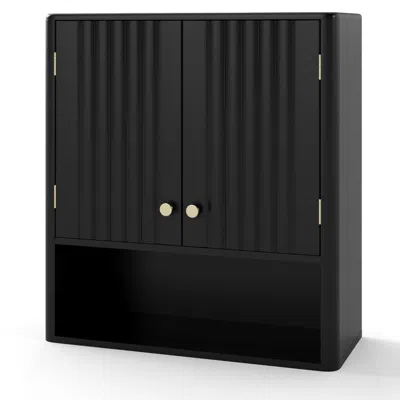 Hivvago Fluted Bathroom Wall Cabinet With Open Shelf