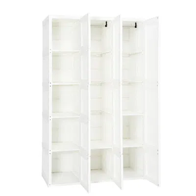Hivvago Foldable Armoire Wardrobe Closet With 10 Cubes In White
