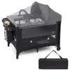 Hivvago Foldable Baby Bassinet With 4 Adjustable Heights Changing Table And Mattress