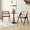 Hivvago Foldable Dining Chairs Set Of 2 With Woven Rattan Backrest-brown