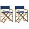 Hivvago Foldable Directors Chair Set Of 2, Accent Bamboo Frame, Blue Polyester In Blue