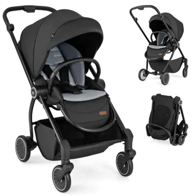 Hivvago Foldable Infant Pram Stroller With Reversible Seat Reclining Backrest