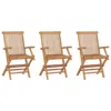 Hivvago Foldable Outdoor Lounge Chair Set Of 3, Slatted Back, Brown Teak Wood In Brown