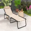 Hivvago Foldable Recline Lounge Chair With Adjustable Backrest And Footrest-beige