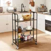 Hivvago Foldable Rolling Cart With Storage Shelves For Kitchen-3-tier