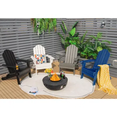 Hivvago Foldable Weather Resistant Patio Chair With Built-in Cup Holder-navy In Black